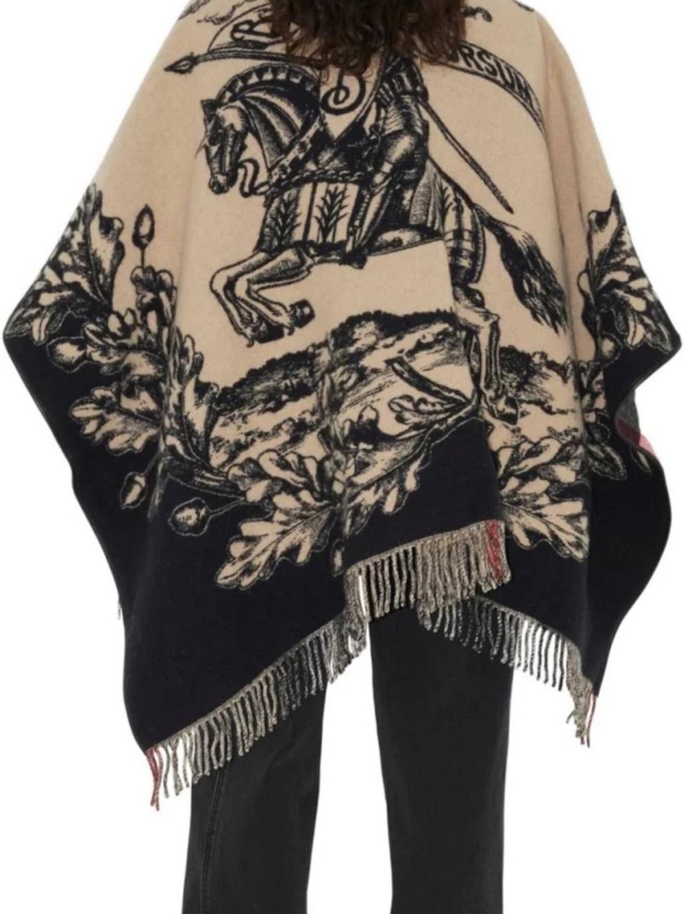 Burberry Reversible Fringe Cape Poncho Shawl Nova Check Graphic Print One Size